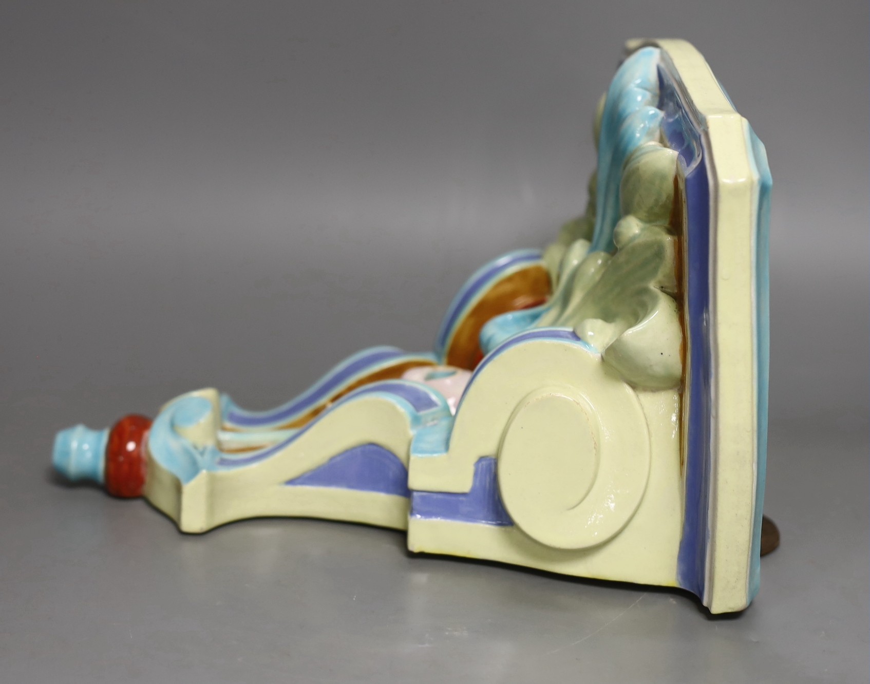 A late Victorian Royal Worcester majolica wall bracket, 23cm high